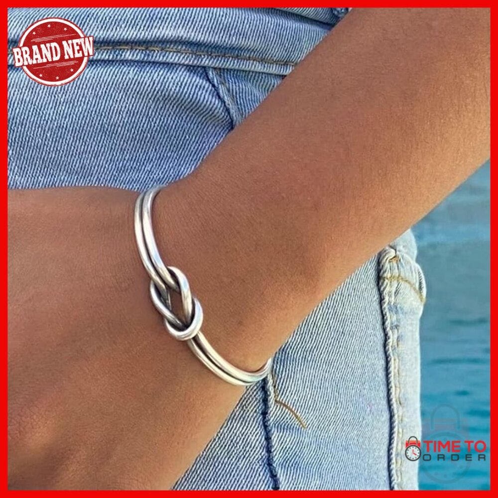 Sterling Silver Adjustable Knot Cuff Bracelet Min… - image 5